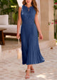 Casual V Neck Swiss Dot Ruffle Sleeveless A Line Beach Sun Dresses