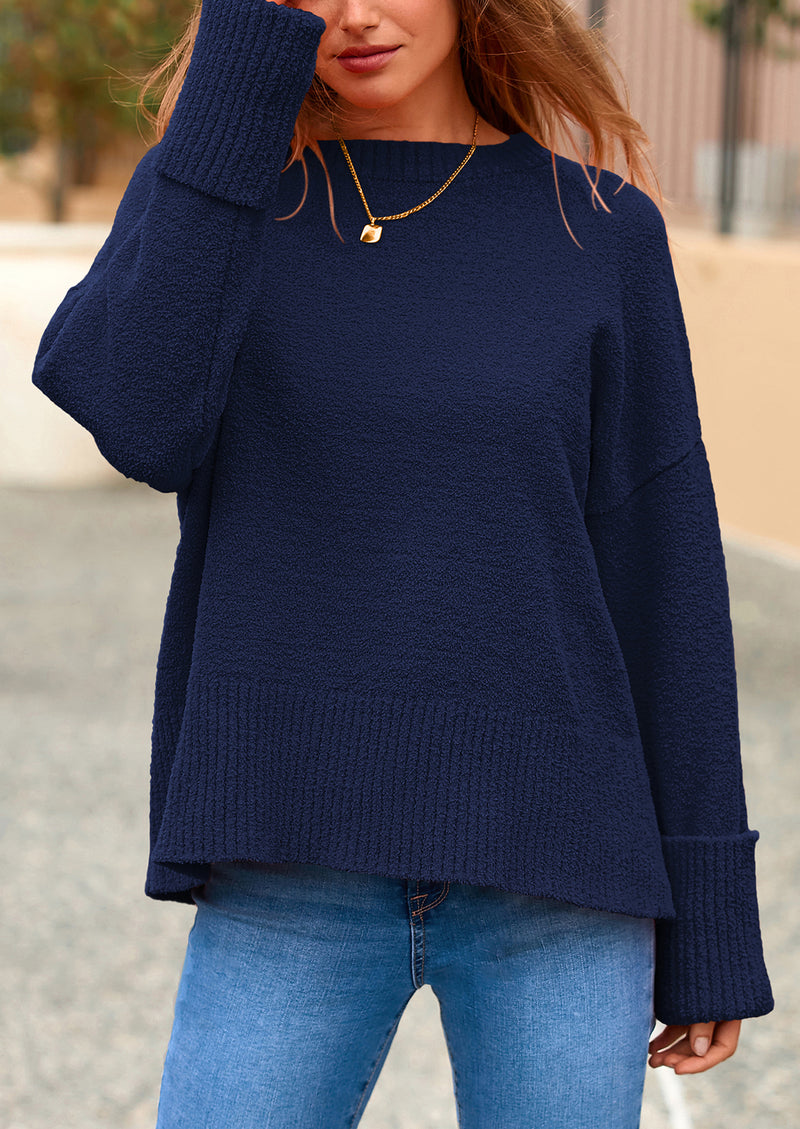 PRETTYGARDEN Women's Fall Oversized Sweaters Casual Crewneck Pullover Long Sleeve Fuzzy Chunky Knit Tops Blouse