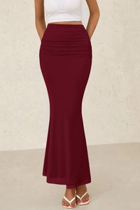 Mermaid Bodycon Trendy Casual High Waisted Ruffle Ruched Long Mesh Skirts