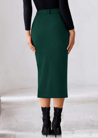 Casual Work High Waisted Long Slit Corduroy Midi Pencil Skirts