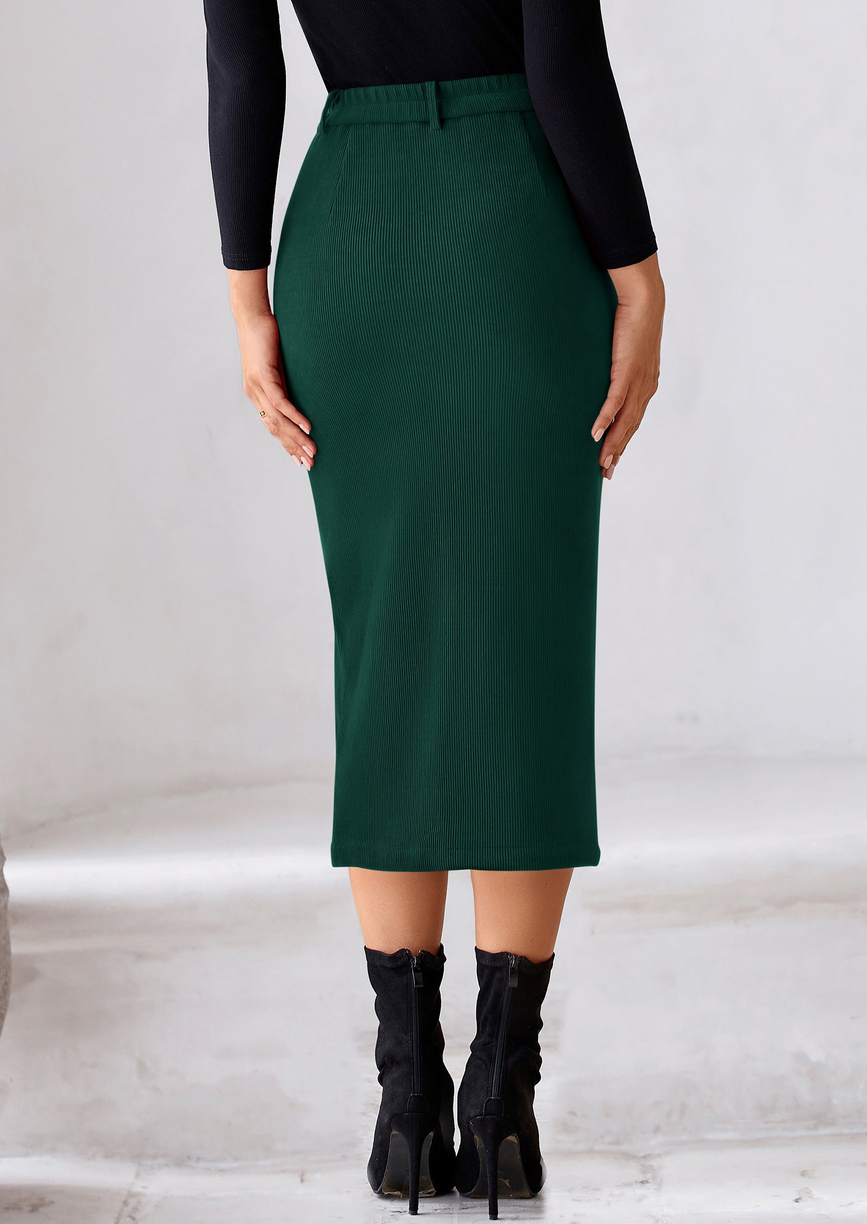 PRETTYGARDEN Corduroy Skirt Women Fall Fashion High Waisted Pencil Midi Skirts Business Casual Work Office Winter Outfit