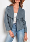 PRETTYGARDEN Women's Faux Suede Jackets Fashion Fall Clothes Long Sleeve Open Front Cropped Coat Outwear