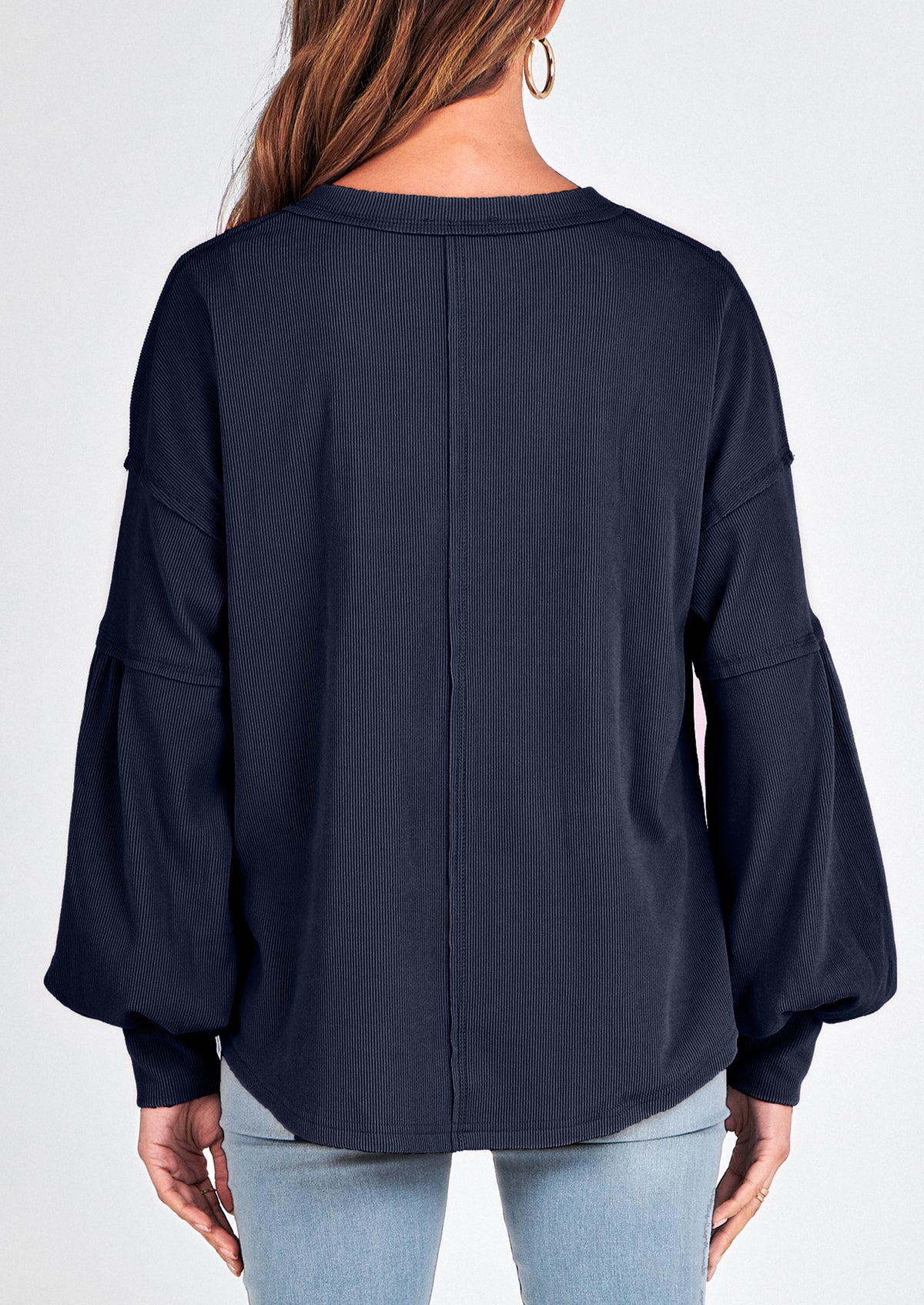 Long Sleeved Casual V-Neck Loose Knit Pullover