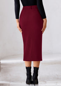 Casual Work High Waisted Long Slit Corduroy Midi Pencil Skirts