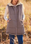 PRETTYGARDEN Womens Fall Reversible Vests Sleeveless Fleece Jacket Zip Up Hoodie Pockets Long Warm Winter Coat Outerwear