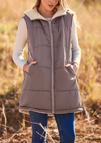 PRETTYGARDEN Womens Fall Reversible Vests Sleeveless Fleece Jacket Zip Up Hoodie Pockets Long Warm Winter Coat Outerwear
