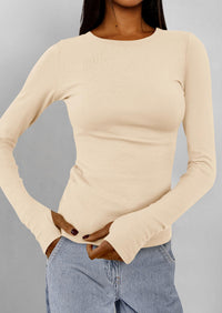 Casual Long Sleeved Round Neck Y2k Top