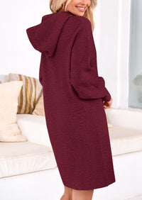 Knit Pullover Long Sleeve Hoodie Sweater Dress