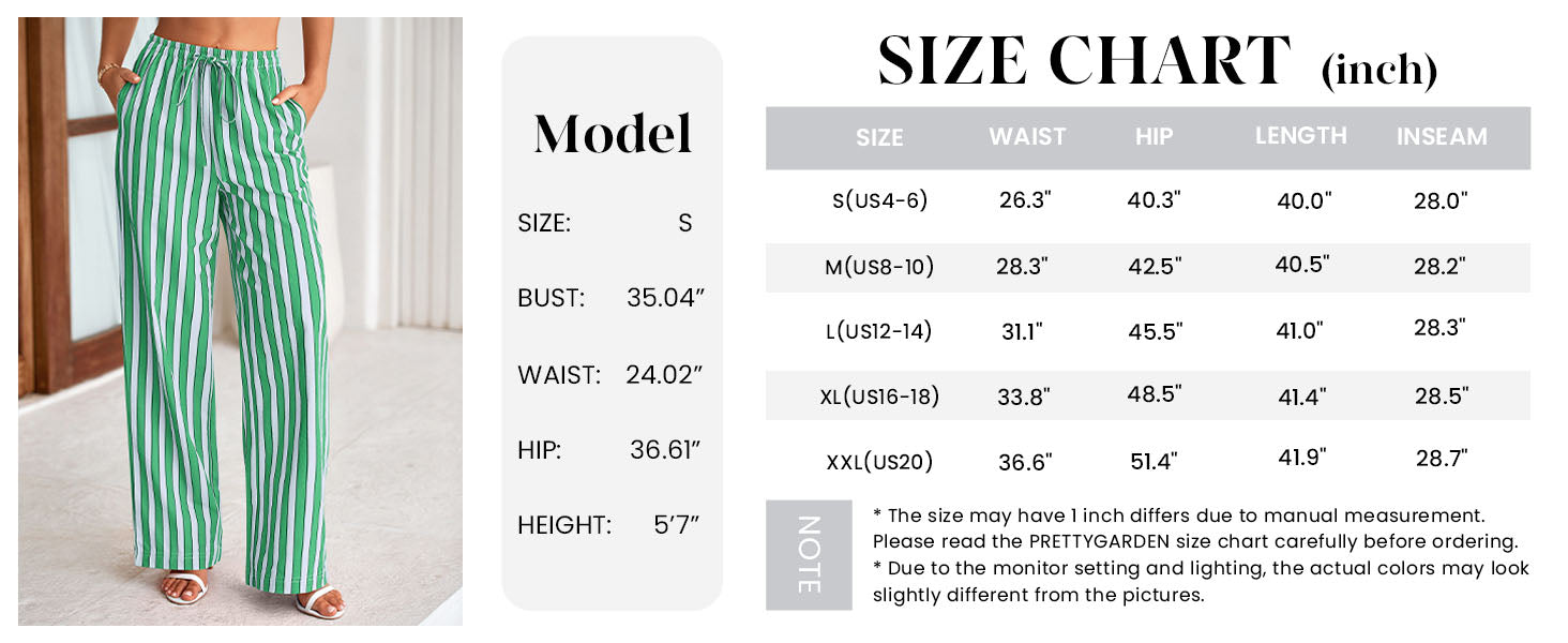 PRETTYGARDEN Women's Summer Striped Wide Leg Lounge Pants Trendy Clothes Drawstring Elastic Waist Comfy Pajama Bottoms