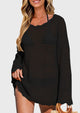 Long Sleeve Knit Crochet Bathing Beach Vacation Cover Up Dresses