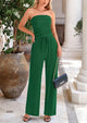 Casual Ribbed Knit Crop Tube Top Wide Leg Pants Two Piece Sets