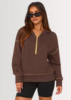PRETTYGARDEN Women's Hooded Sweatshirts Long Sleeve Half Zip Cropped Hoodie Pullover Winter Fashion Clothes