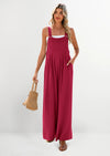 PRETTYGARDEN Women's Bib Overalls Casual Summer Sleeveless Strap Loose Wide Leg Jumpsuits with Pockets