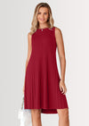 PRETTYGARDEN Womens Summer Sleeveless Mini Dress Crewneck Loose Tank A Line Pleated Swing Flowy Party Dresses