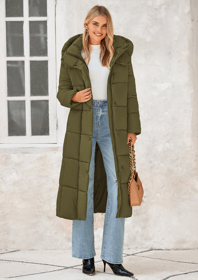 PRETTYGARDEN Women's Winter Long Puffer Coats Hooded Zip Up Casual Thickened Down Jackets Trendy Warm Clothes Outerwear
