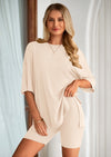 PRETTYGARDEN Women's Two Piece Lounge Set Summer Casual Oversized Shirts Biker Shorts Matching Airport Travel Outfit