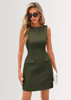 PRETTYGARDEN Womens Formal Sleeveless Summer Dresses Boat Neck Bodycon Elegant A Line Business Work Mini Dresss
