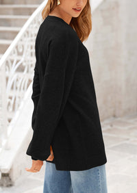 Casual Crew Neck Long Sleeve Pullover Ribbed Knit Loose Fit Sweaters
