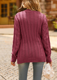 Knitted Solid Color Button Down Chunky Outwear Cardigan