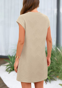 Cap Sleeve Crew Neck Casual Loose Basic Mini Dress