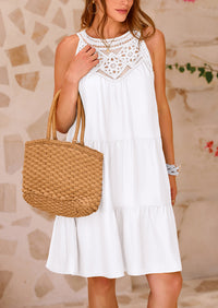 Leisure sleeveless A-line mini beach vacation dress