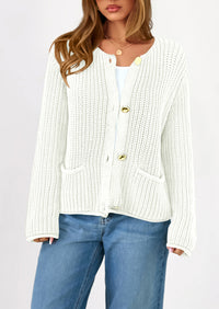 PRETTYGARDEN Cardigan Sweaters for Women Trendy Oversized Knit Chunky Button Cardigans Fall Winter Outfits with Pockets