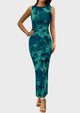 Floral Bodycon Sleeveless Mesh Maxi Long Dresses