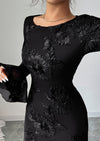 PRETTYGARDEN Women's Floral Embroidered Dress Fall Long Bell Sleeve Ribbon Flower Mini Short Mesh Bodycon Party Dresses