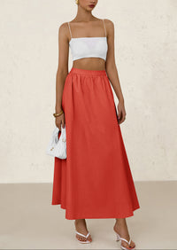 Ruffle High Waisted Casual Long Flowy Maxi Skirts with Pockets