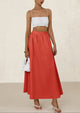 Ruffle High Waisted Casual Long Flowy Maxi Skirts with Pockets