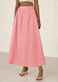 Ruffle High Waisted Casual Long Flowy Maxi Skirts with Pockets