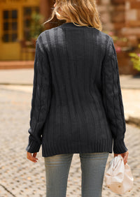 Knitted Solid Color Button Down Chunky Outwear Cardigan