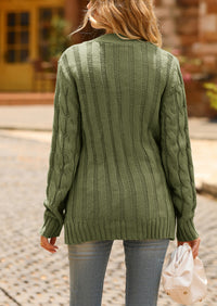 Knitted Solid Color Button Down Chunky Outwear Cardigan