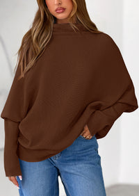 PRETTYGARDEN Womens Sweaters Fall Fashion Casual Loose Turtleneck Batwing Long Sleeve Knit Sweater Pullover Tops