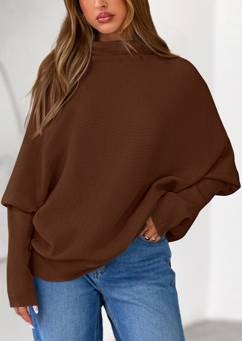 PRETTYGARDEN Womens Sweaters Fall Fashion Casual Loose Turtleneck Batwing Long Sleeve Knit Sweater Pullover Tops