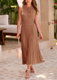 Casual V Neck Swiss Dot Ruffle Sleeveless A Line Beach Sun Dresses