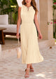 Casual V Neck Swiss Dot Ruffle Sleeveless A Line Beach Sun Dresses