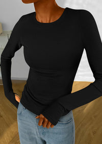 Casual Long Sleeved Round Neck Y2k Top