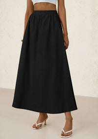 Ruffle High Waisted Casual Long Flowy Maxi Skirts with Pockets