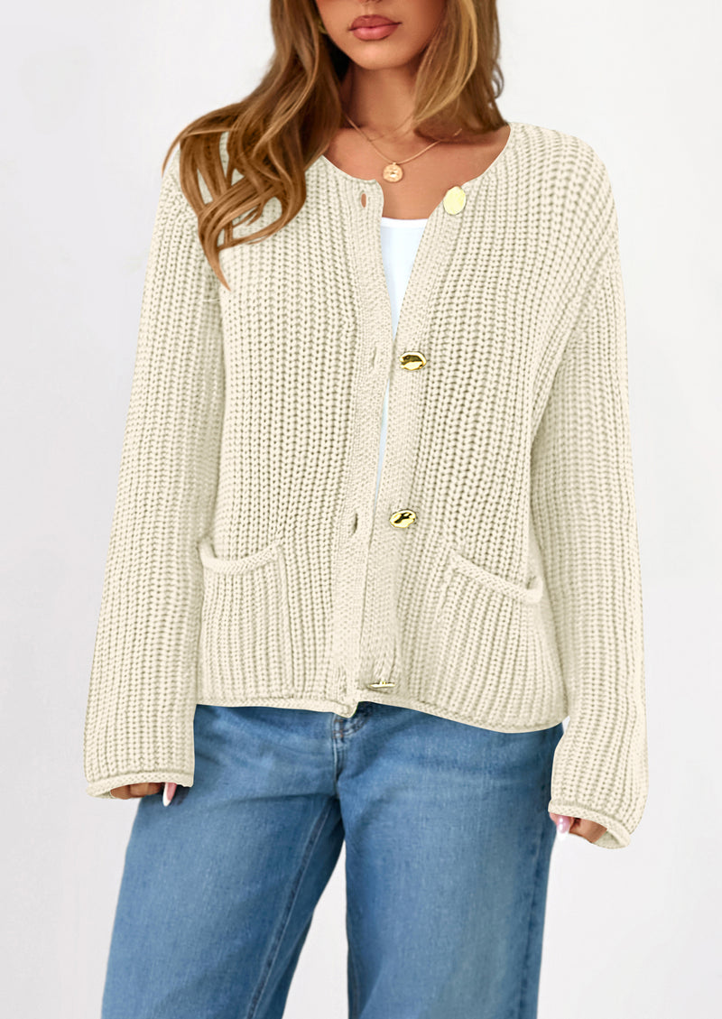 PRETTYGARDEN Cardigan Sweaters for Women Trendy Oversized Knit Chunky Button Cardigans Fall Winter Outfits with Pockets