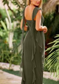 Sleeveless Ruffle Cocktail Party Maxi Bodycon Dresses