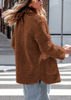 PRETTYGARDEN Women's Winter Faux Fur Coats Long Sleeve Lapel Button Down Pockets Fleece Sherpa Jacket Casual Trendy Outerwear