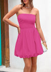 PRETTYGARDEN Women's Bubble Mini Short Dress 2025 Summer Casual A Line Strapless Tube Top Sundress Trendy Smocked Dresses