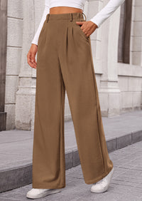 Wide Leg Casual High Elastic Waisted Work Office Palazzo Pants