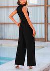 PRETTYGARDEN Sleeveless Mock Neck Wide Leg Pants Rompers with Pockets Casual Jumpsuits
