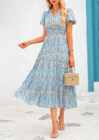 Casual V-neck short sleeved Bohemian Maxi dress
