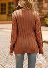 Knitted Solid Color Button Down Chunky Outwear Cardigan