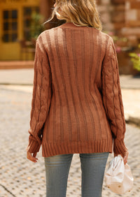 Knitted Solid Color Button Down Chunky Outwear Cardigan