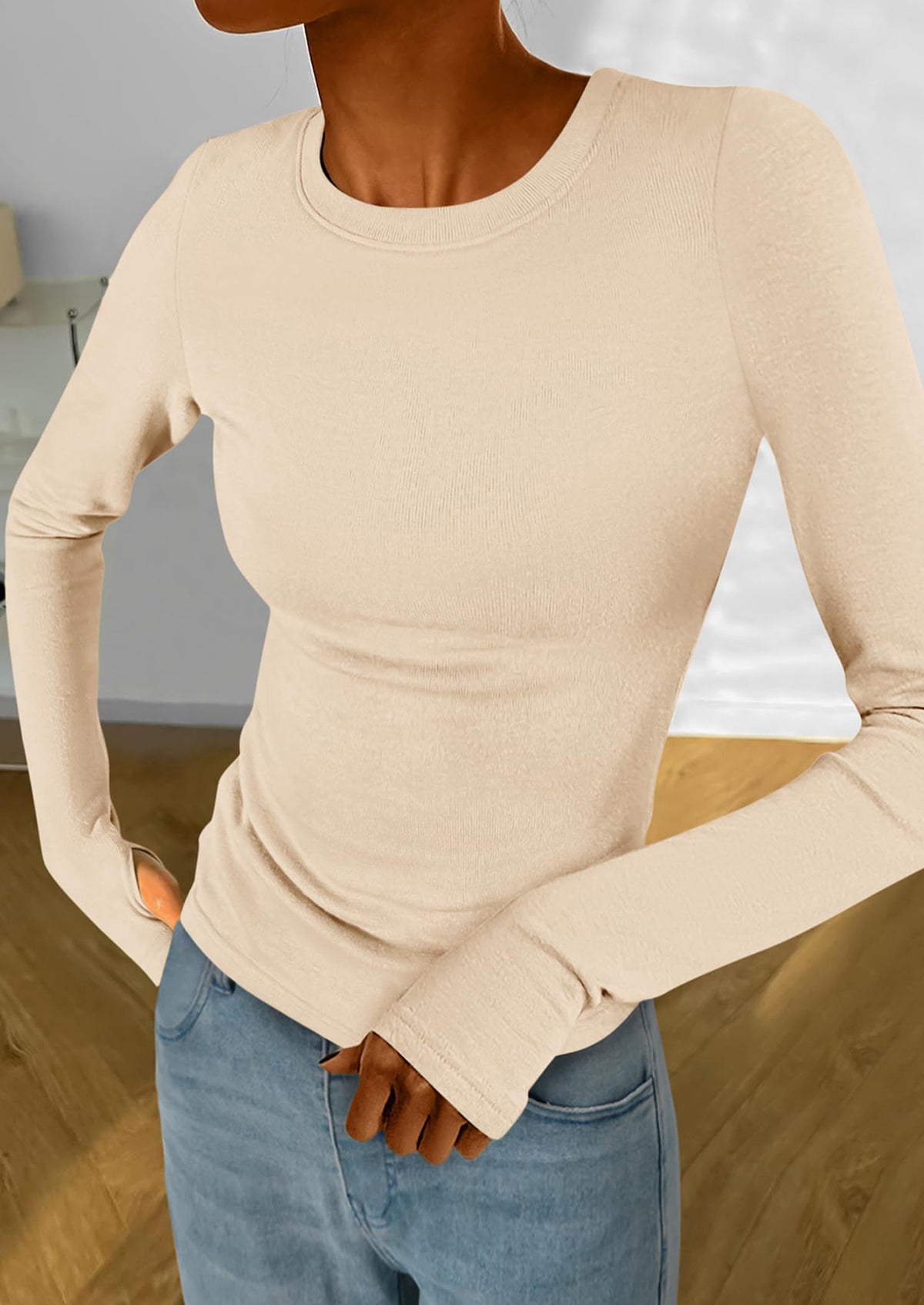 Casual Long Sleeved Round Neck Y2k Top