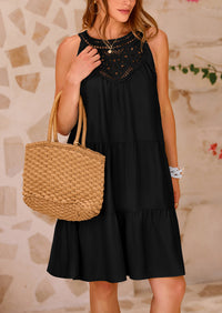 Leisure sleeveless A-line mini beach vacation dress